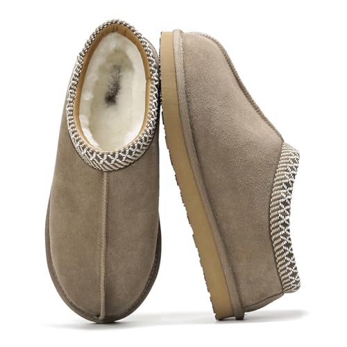Project Cloud Australian Sheepskin Mens Slippers - Memory Foam Non-Slip House Slippers for Men Indoor & Outdoor Footwear (Relaxation, TAUP, 10)
