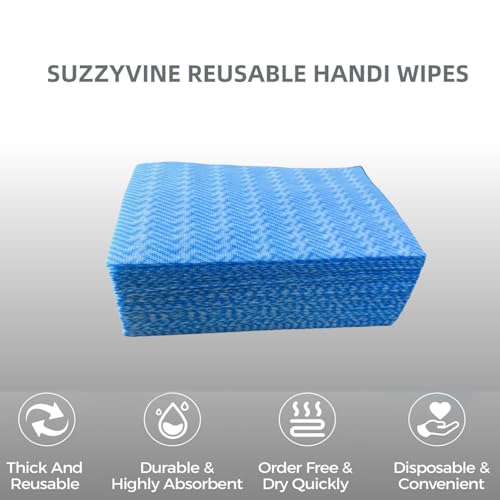 Image of Disposable Cleaning Cloths Dry Handi Wipes Reusable Cloths Multi Purpose Washing Cloth Blue Dish Towels Dish Cloths for Kitchen Disposable Rags, Durable Soft and Dry Quickly 100 Count