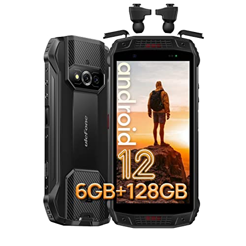 Ulefone Android 12 Armor 15 Rugged Phone Unlocked, Ip68/Ip69K, Built-In Tws Earbuds, 6Gb+128Gb, 4-Day Battery, 16Mp+12Mp+13Mp Camera, Dual Loud Speakers Dual 4G, Helio G35 Octa-Core, Otg, Gps, Black #TOP17