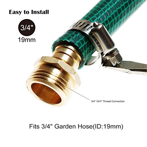 Plg Brass 3/4" Hose Repair Connector With Clamps, Male And Female Garden Hose End Repair Fittings 2 Set #TOP3
