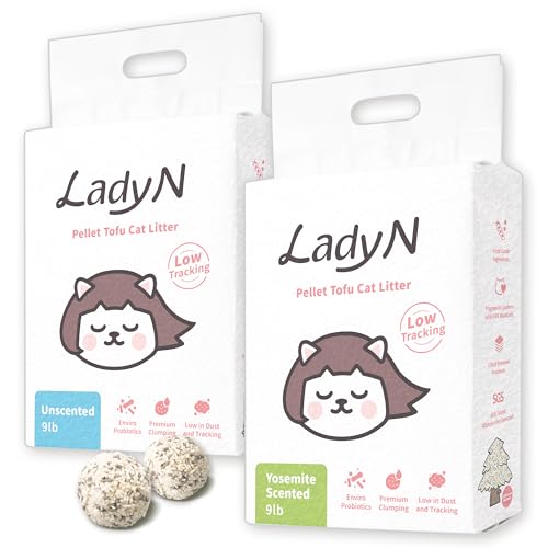 Lady N Pellet Tofu Cat Litter, Strong Clumping, Dust-Free Low-Track Water-Soluble, Natural...