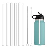 HEYSKAY Reusable Drinking Straw Compatible with Hydro Flask 18-64oz Wide Mouth Water Bottle with 2 Straw Brushes, 6 Pcs Replacement Clear Tritan Straws for Other Brand Wide Mouth Sport Water Bottle