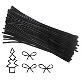 LEBQ 100 Stück Pfeifenreiniger für Kunst und Handwerk, 6 x 300 mm (Schwarz)
