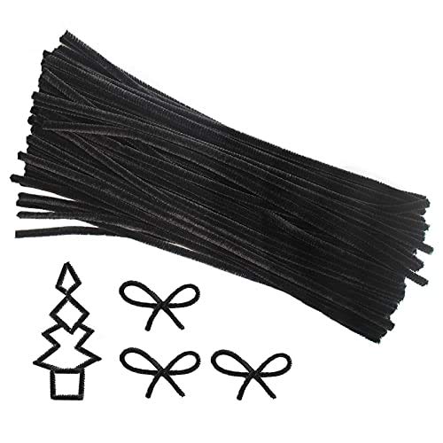 LEBQ 100 Piezas Limpiadores de Pipa Tallos de Chenilla para Artes y Manualidades 6 x 300 mm (Negro) Cover