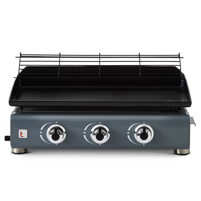 BRASERO BY FAVEX – Plancha gaz Silvia IIG 3 feux – 7,5 kW – Plaque acier émaillé 5 mm – 67 x 34 cm – Jusqu'à 10 convives – Housse incluse