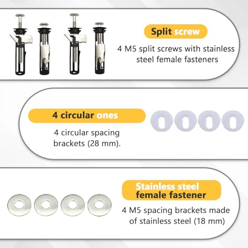 LUMOOM 4 Stück Toilettensitz Schraubensatz, WC-Sitz-Befestigungsteile, Toilettensitzschrauben, Edelstahl Mutter Schrauben, Toilettensitzbolzen, Pflegezubehör für Toilettendeckel