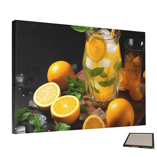 Peinture esthétique orange menthe sur toile de qualité supérieure