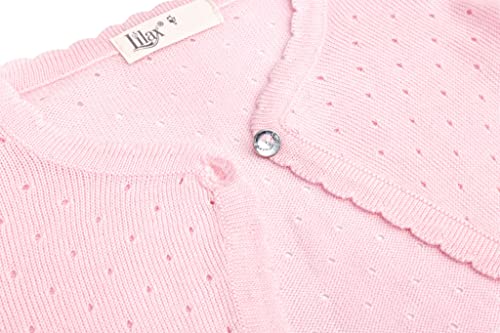 Lilax Little Girls' Knit Long Sleeve One Button Closure Bolero Shrug 7 Pink #TOP3