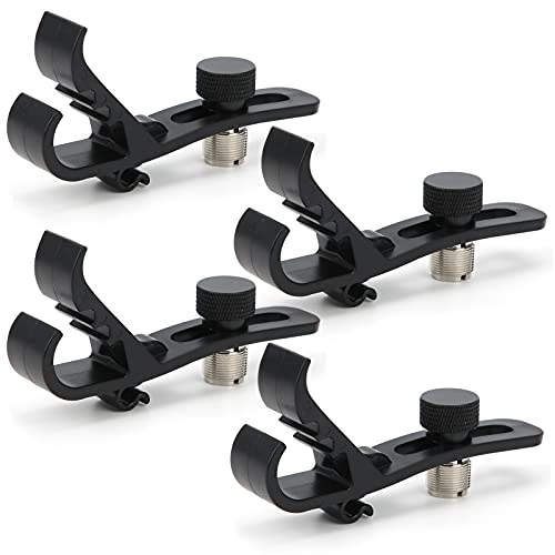 4 Pieces Professional Drum Microphone Clips, Adjustable Shockproof Rim Clamp Mount Holder, Musical Instrument Accessories