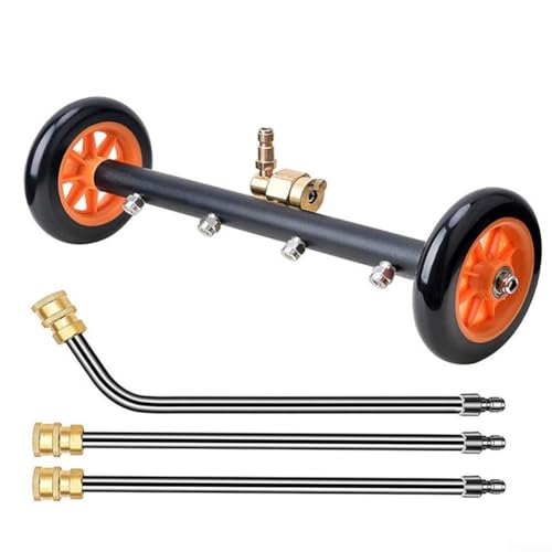 Whychstore Hochdruckreiniger-Unterbaureiniger 16 Zoll Unterboden Autowaschwasserbesen Unterwagen Hochdruckreiniger Aufsatz, Metall, Kugelventil, Reiniger, 4000 PSI, 4 Düsen, Wie Abgebildet