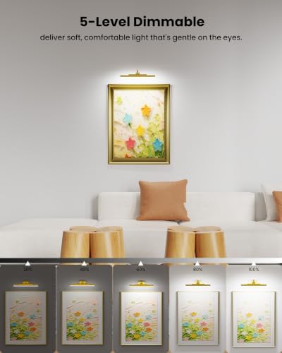 Craftersmark Picture Light for Wall Battery Powered Wireless 13in Gold — view 6