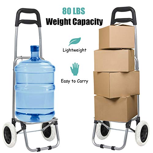 Giantex Shopping Trolley Grocery Cart, Lightweight Push Cart With Large Capacity, Shopping Bag With 2 Rolling Wheels, Heavy-Duty Pull Cart, Collapsible Trolley Bag On Wheels #TOP2