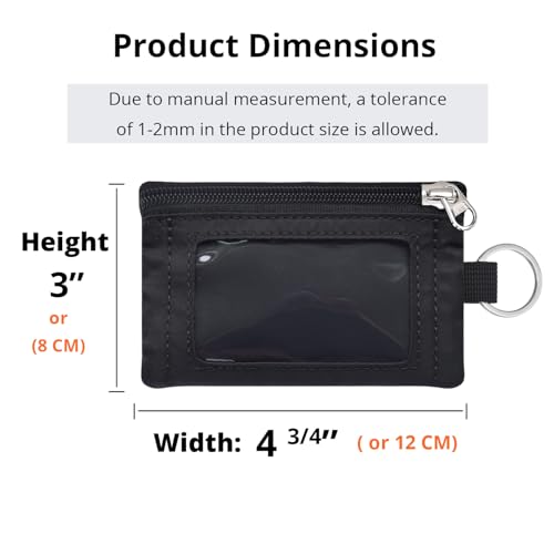 Image of RFID Blocking Travel Wallet with Adjustable Lanyard, Small Nylon Zipper Pouch and Badge Holder for ID, Credit Cards, Cash, Keys, Commuters (Black)