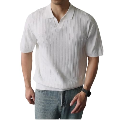 T-shirt col en V homme extensible et élégant idéal pour une tenue décontractée en terrasse
