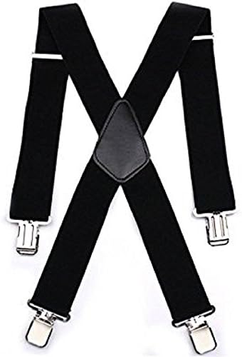 Mens Suspender Braces Unisex Tuxedo Suspenders X-Back Trouser Style Trend, Black, 1200mm Long x 35mm Wide