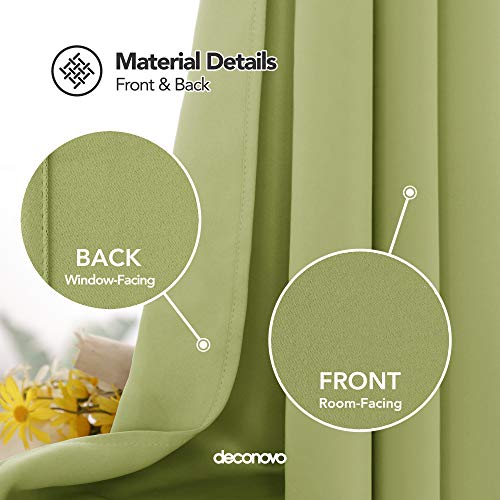 Image of Deconovo Decorative Room Darkening Panels Thermal Blackout Grommet Insulated Curtains for Study, 52x95 Inch, Nile Green