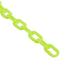 Vista 5 de Stockroom Plus Barrera de seguridad de cadena de plástico amarillo neón, rollo de 100 pies con eslabones de 1.5 pulgadas, rollo de cadena de neón