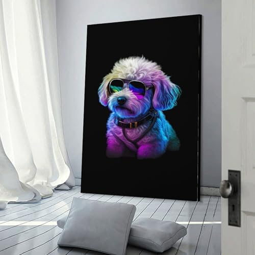 Affiche Bichon Frisé pour salon nordique moderne - Toile rétro 30x45 cm