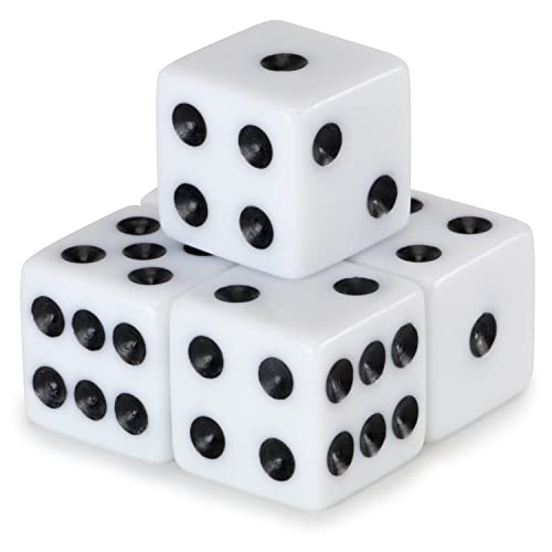 Classic White Game Dice for Playing Board Games and Card Games, 5-Pack Set - 16mm Regular Pipped Six-Sided Dice by Brybelly by Brybelly - Image 2