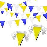 LZXING 100 Feet Blue Yellow White Pennant Banner Flags Party Decorations Triangle Bunting Flag Garland for Wedding Birthday Baby Shower Under The Sea Party Outdoor Decor