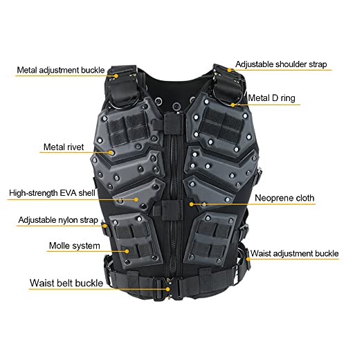 Tomshin Colete Molle de combate ajustável Airsoft Paintball Colete para tiro de caça ao ar livre