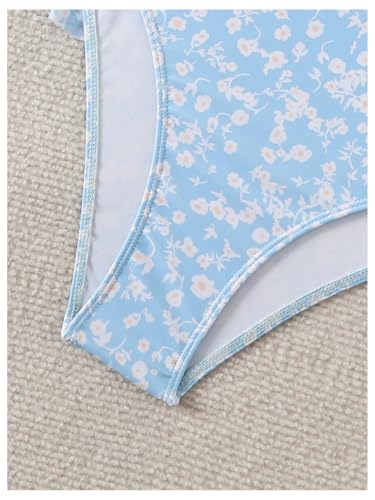 WDIRARA Women's Floral Tankini Set Drawstring Ruffle Swimsuit Two Piece Bathing Suit4