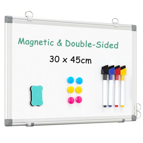Tableau blanc magnétique effaçable à sec 30x45 cm sans trace alu