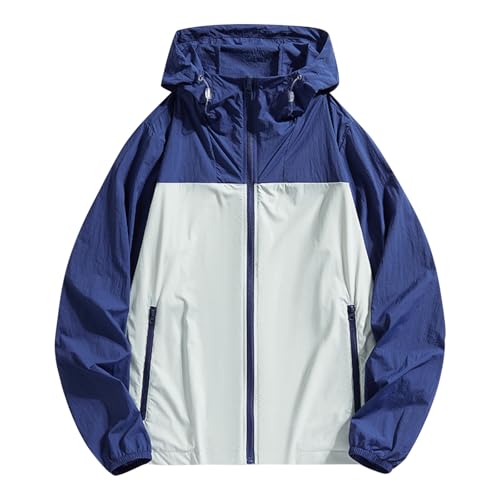 Mens UPF 50+ Shirts Cooling Sun Protection Jacket Lightweight Quick Dry Sun Hoodie Windbreaker Full Zip Summer Jackets