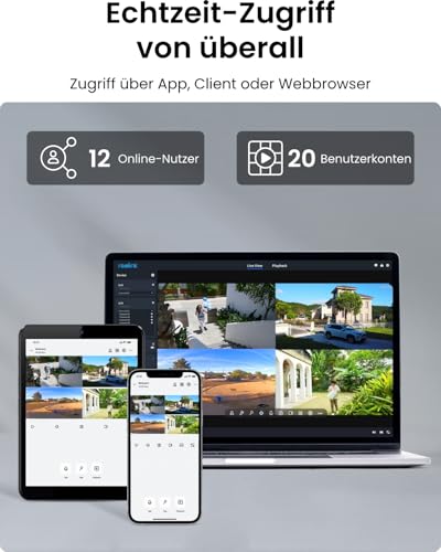 Reolink 4K &Uuml;berwachungskamera Set Aussen, 6X 8MP PoE IP Outdoor Kamera mit Smarter Personenerkennung und Fahrzeugerkennung, 8CH 2TB HDD NVR f&uuml;r 24/7 Video&uuml;berwachung, 30M IR Nachtsicht, RLK8-800B6