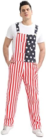 SMALAKAM Mens Womens Patriotic American Flag Overalls Jeans Bibs Adjustable Straps Patriotic Jumpsuit Long Pants - Mens & Womens One Piece Jumpsuit (311-1-3XL