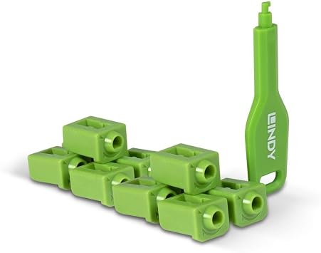 LINDY SFP Port Locks 10 Pieces with Key, Green