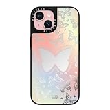 CASETiFY MagSafe 対応ミラー iPhone 15 ケース [反射性 / 1.5mからの落下試験をクリア / MagSafe に対応] - You Give Me Butterflies - シルバー (ブラックバンパー)