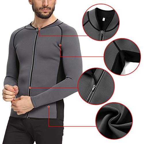 Nonecho Men Neoprene Sauna Suit Workout Running Jacket Sweat Waist Trainer Body Shaper Cycling Jersey Zipper #TOP2