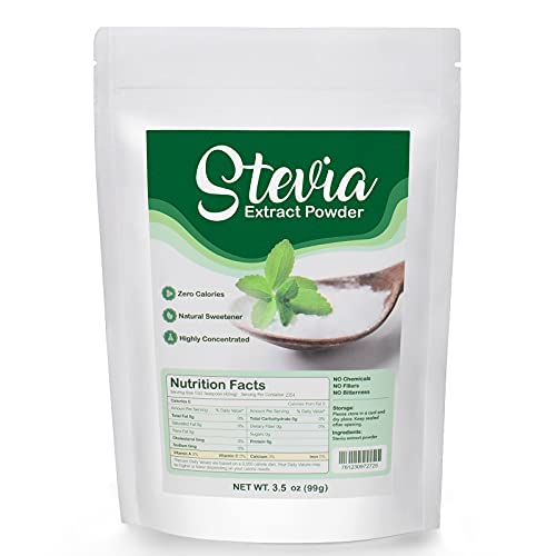 CCnutri Stevia Pure Stevia Powder 3.5oz(99g), Stevia Sweetener Premium Sugar Substitute, All Natural Pure Sweet Leaf Extract-No Fillers, No Bitterness, Zero Calorie, Highly Concentrated