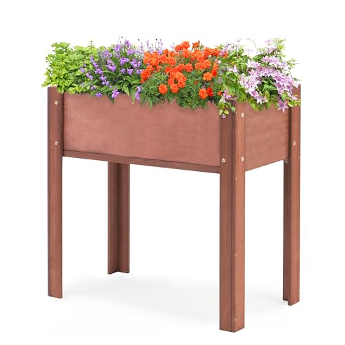 Mederla 31x16x31 inch Raised Garden Bed with Legs, Elevated Wooden Planter Box for Outdoor Plants Flowers Fruits Vegetable Herb Growing