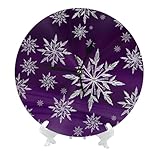 Buewutiry Orologi da parete a batteria da 25,4 cm, motivo fiocco di neve sfumato viola moderno silenzioso piccolo orologio da parete per soggiorno, bagno, cucina, ufficio, decorazione decorativa con