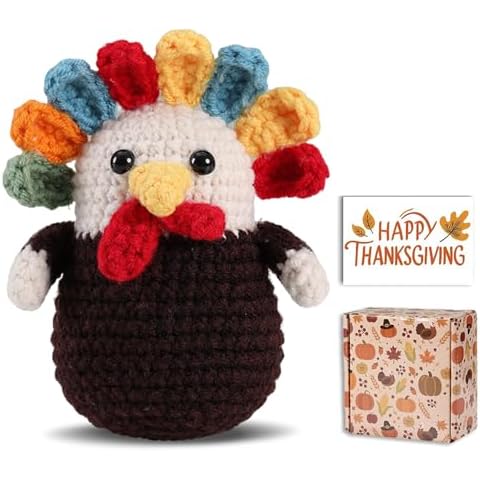 Lednica Collectible Crochet Turkey Dolls - Handmade Thanksgiving Knitted Doll Cover