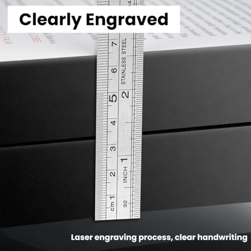elzle Edelstahl Lineal Set, 2 Stück 30cm / 12 Zoll + 15 cm / 6 Zoll Metall Lineal Kit Heavy Duty Straight Edge für Schule Büro Home Messung