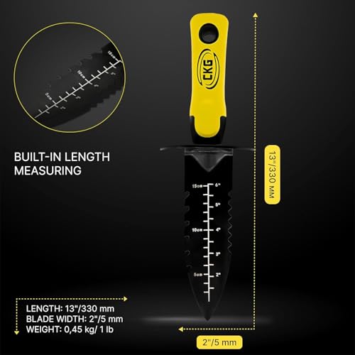 CKG Metal Detector Shovel,Heavy Duty Double Serrated Edge Digger-Detecting Digging Tool with Sheath Knife for Gardening Trowel Hunting Camping,Weeding,Planting & Treasure Hunting,Black by CKG - Image 3