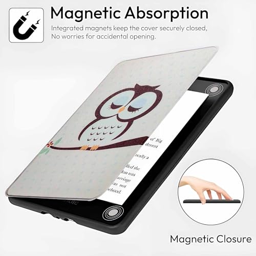 Image of ProElite Cover Case for Kindle Paperwhite 12th Gen 7 inch Case, Slim Smart Flip case Cover for Amazon Kindle Paperwhite 12th Generation 7 inch 2024, Owl