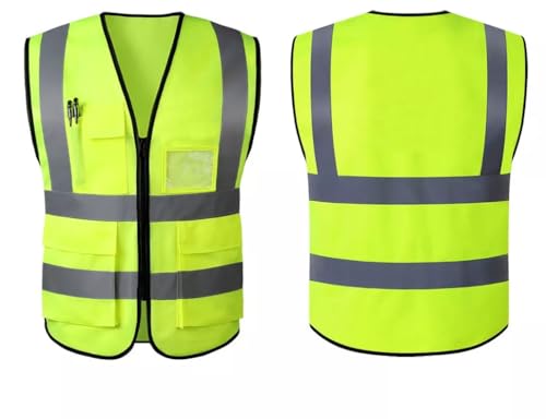 BeiLiDa Reflective Safety Vest for Men, High Visibility Construction Work Vest with Pockets, Outdoor Security Vest for Cycling (Green, 3X-Large)