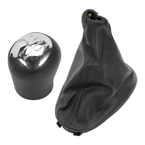 Gaogsiy Pommeau de levier de vitesse chromé et cadre de levier 5 vitesses compatible avec Clio II 2001-2005 et Thalia II 2008-2013 Habillage intérieur Noir...