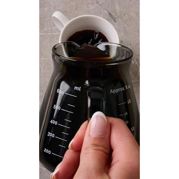 Ethoz by Planetary Design Glass Carafe Borosilicate Glass Pitcher for Brewing & Serving. Ergonomic Design, Calibrated Measurements, and Temperature-Resistant Durability.