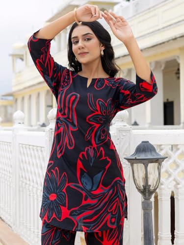 Image of feranoid Elegant V-Neck 3 /4 Sleeve Kurta & Pant Co-ord Set (S-XXL)