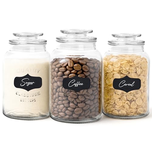 WHOLE HOUSEWARES Glass Canisters with Airtight Lids Set of 3