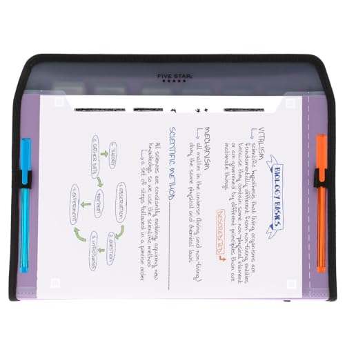 Five Star Organizador de arquivos expansível de 7 bolsos + aplicativo de estudo, pastas de arquivo e