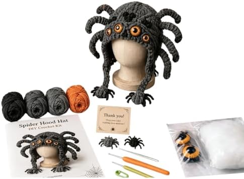 Halloween Monster Hood DIY Crochet Kit, HalloweenHood Hat DIY Crochet Kit for Beginners, DIY Handmade Wearable Hood with Step-by-Step Guide, DIY Craft Gift for Halloween Lovers, Vampire Bat — view 7