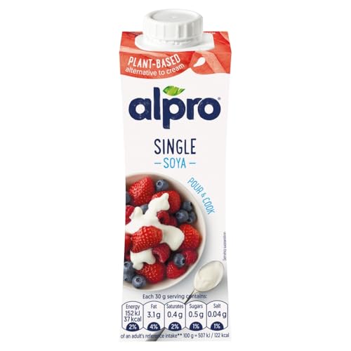 Alpro Soya Plant-Based Chilled Alternative To Single Cream, Vegan & Dairy Free, 250ml