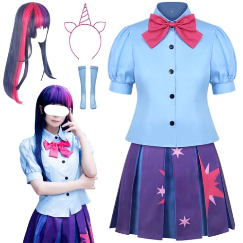 Image of MYSUPERSTAR Twilight Sparkle Costume Purple Dress Twilight Sparkle Outfit With Hairband Party, Purple+wig, Large