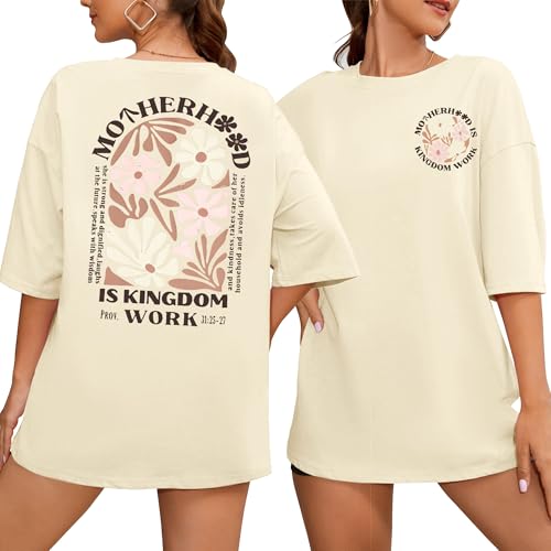 Christian Mom Shirt for Women Mother is Kingdom Work Graphic Shirt Retro Christian Mama Gift Shirt Apricot